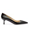 Prada Logo-plaque Patent Leather Pumps In Black