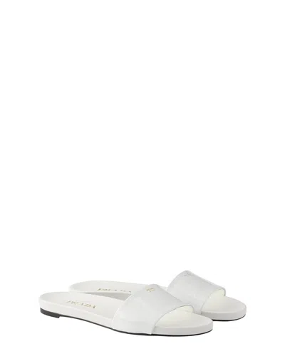 PRADA WOMEN'S PATENT LEATHER SLIDES