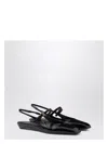Prada Mary Jane Patent Pointy-toe Slingback Ballerina Flat In Black