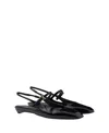 Prada Mary Jane Patent Pointy-toe Slingback Ballerina Flat In Black