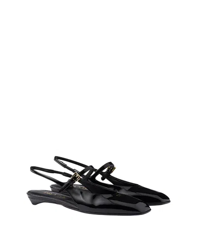 PRADA WOMEN'S PATENT LEATHER SLINGBACK BALLERINAS