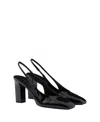 Prada Block Heel Patent Finish Pointed Toe Ballerina Shoes In Black
