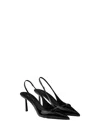 Prada Logo Leather Pointy-toe Slingback Pump In Black