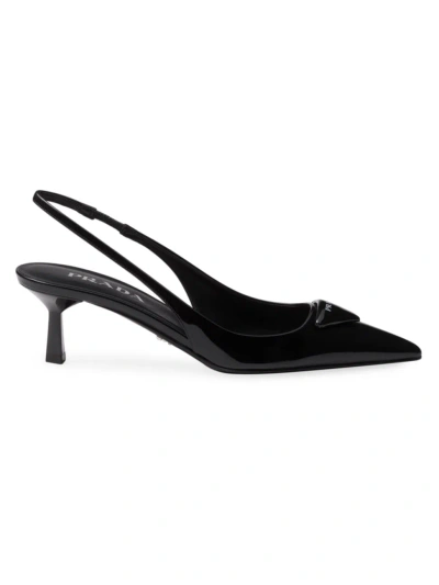 Prada Women's Patent Leather Slingback Pumps In Black