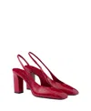Prada Slingback-pumps Aus Lackleder In Cherry Red