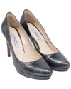 Prada Women's Patent Leather Smoke-print Platform Pump (authentic Pre-loved) In Black