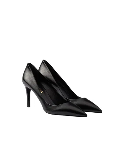 Prada Women's Patent Saffiano Leather Pumps In Black