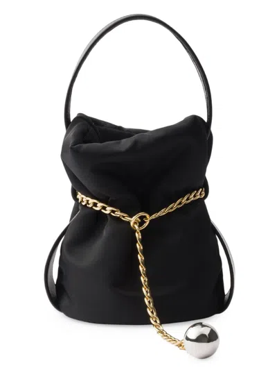 Prada Women's Petit Sac Noir Mini Re-nylon And Nappa Leather Bucket Bag In Black