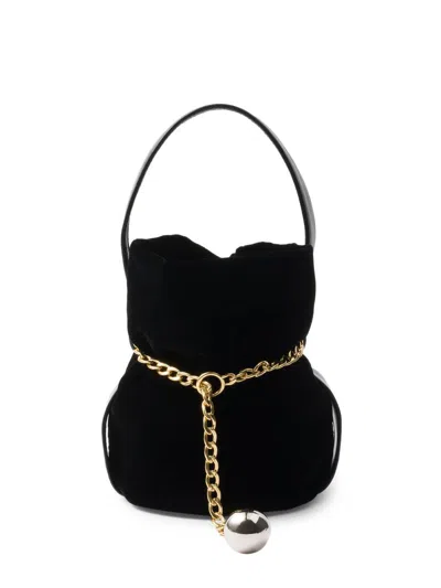 Prada Women's Petit Sac Noir Mini Velvet And Nappa Leather Bucket Bag In Black