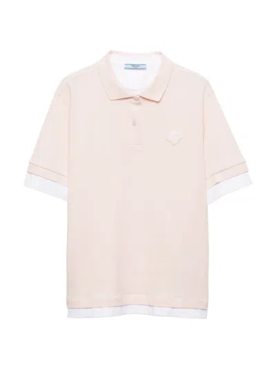 Prada Women's Piqué And Jersey Polo Shirt In Beige