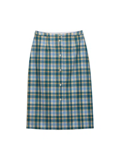 PRADA WOMEN'S PLAID COTTON PENCIL SKIRT