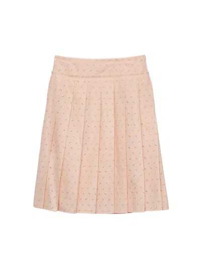 Prada Women's Pleated Eyelet Lace Skirt In Pink