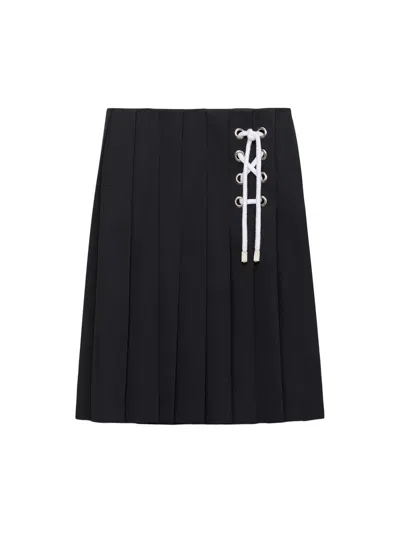 Prada Women's Pleated Gabardine Midi-skirt In Blue
