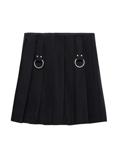 Prada Women's Pleated Gabardine Miniskirt In Blue