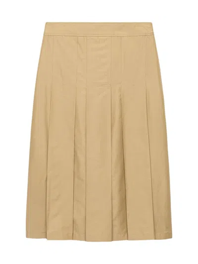 Prada Women's Pleated Technical Fabric Skirt In Brown