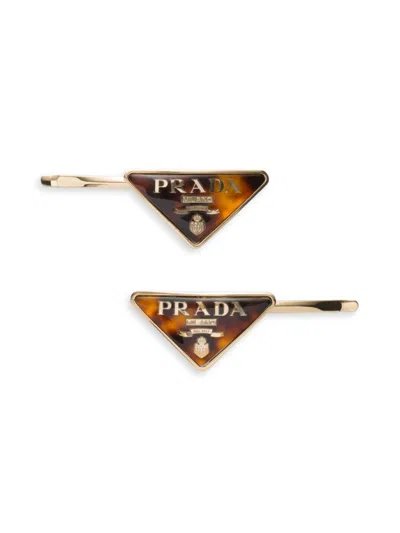 Prada Women's Plexiglas And Metal Barrette In Gold