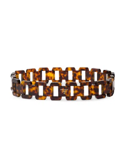 Prada Tortoiseshell-effect Chain-design Belt In Brown