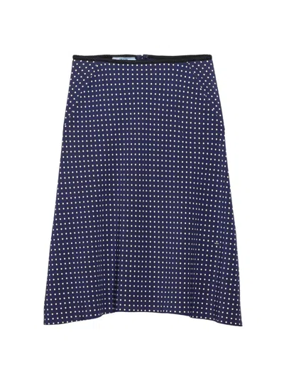 Prada Polka-dot Marocain Skirt In Blue