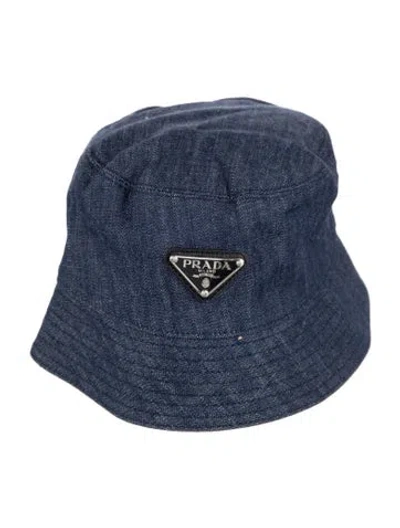 Pre-owned Prada Women's Polyester Bucket Hat In Blue