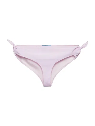 Prada Side-tie Cotton Bikini Bottoms In Pink
