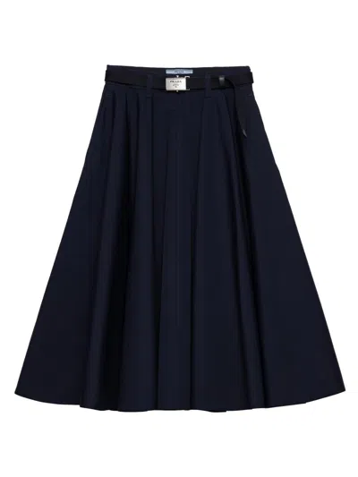 PRADA WOMEN'S POPLIN MIDI-SKIRT