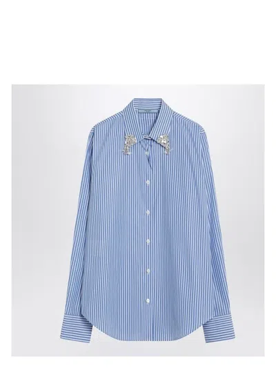 PRADA WOMEN'S POPLIN SHIRT WITH RHINESTONES