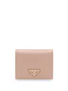 Prada Womens Pink Logo-plaque Small Leather Wallet In Multicolor