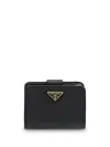 Prada Women Portafoglio Piccolo In Saffiano In Black