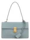 Prada Leather Structured Handbag Gold-tone Hardware In Silver