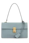 Prada Leather Structured Handbag Gold-tone Hardware In Silver