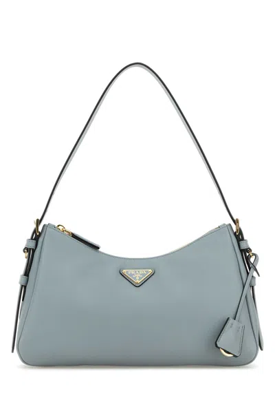 Prada Women Powder Blue Leather Medium Aimee Shoulder Bag