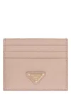 Prada Women's Powder Saffiano Card Case In Pink