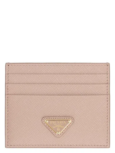 Prada Women's Powder Saffiano Card Case In Pink