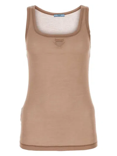 PRADA WOMEN'S POWDER SILK TANK TOP