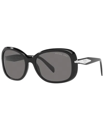 Prada Women's Pr04zs 57mm Polarized Sunglasses In Black