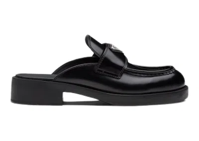 Pre-owned Prada Women's  40mm Mule Brushed Leather Sneakers In Black