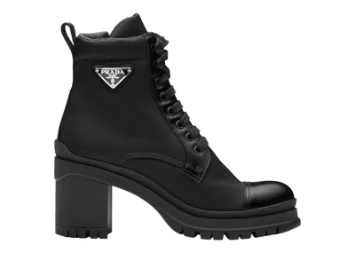Pre-owned Prada Women's  55mm Laced Booties Nylon Sneakers In Black