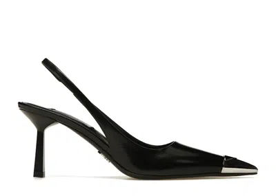 Pre-owned Prada Women's  75mm Slingback Pump Leather Sneakers In Black/silver