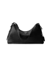 Prada Aimee Large Leather Shoulder Bag In Black