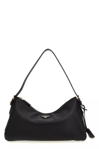 Prada Logo Shoulder Bag In Black