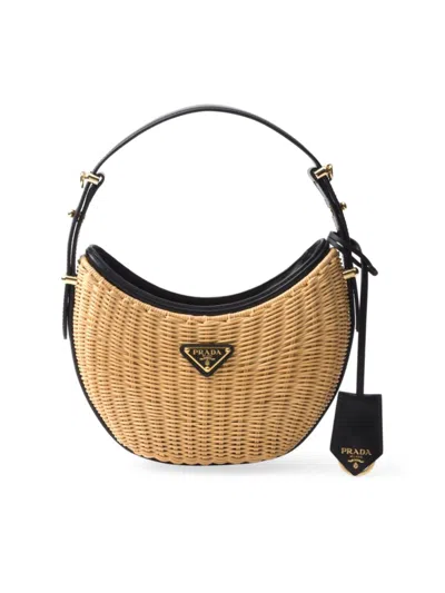 Prada Women's  Arqué Woven Fabric And Leather Bag In Brown