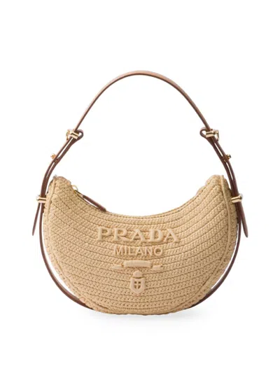 Prada Women's  Arqué Woven Fabric Shoulder Bag In Beige Khaki