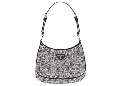 Pre-owned Prada Women's  Cleo Satin Bag With Appliques In Metal In Metallic