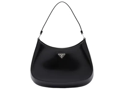 Pre-owned Prada Women's  Cleo Shoulder Bag Brushed Leather In Black