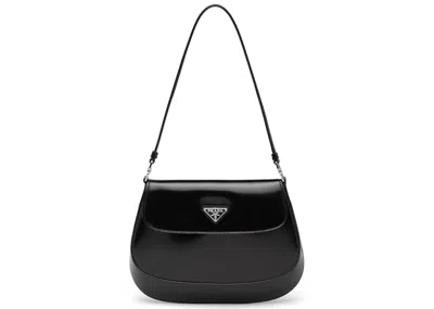 Pre-owned Prada Women's  Cleo Shoulder Bag With Flap In Black
