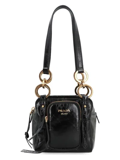 Prada Women's  Dangle Leather Boston Bag