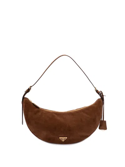 Prada Women ` Demi-lune` Large Suede Shoulder Bag