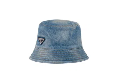 Pre-owned Prada Women's  Denim Bucket Hat In Light Blue