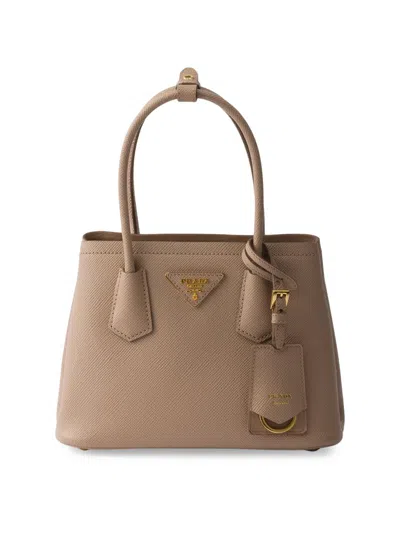 Prada Double Saffiano Leather Mini-bag In Brown
