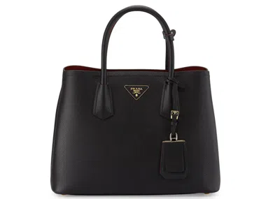 Pre-owned Prada Women's  Double Tote Medium In Black/red